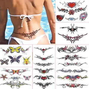8 Sheets Belly Tattoos Stickers Temporary Fun Waist Cover Scar Female Tattoo Waterproof for Female Women and Girls