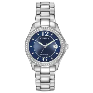 FE1140-86L Citizen Women's Eco-Drive Dress Classic Crystal Watch Blue Dial