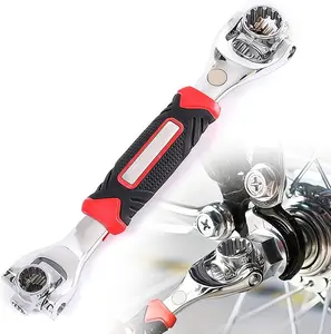 52 in 1 Socket Wrench Stainless Steel Multifunctional Wrench Tool with 360° Rotating Head Universal Spanner for Home Bicycle and Car Repair