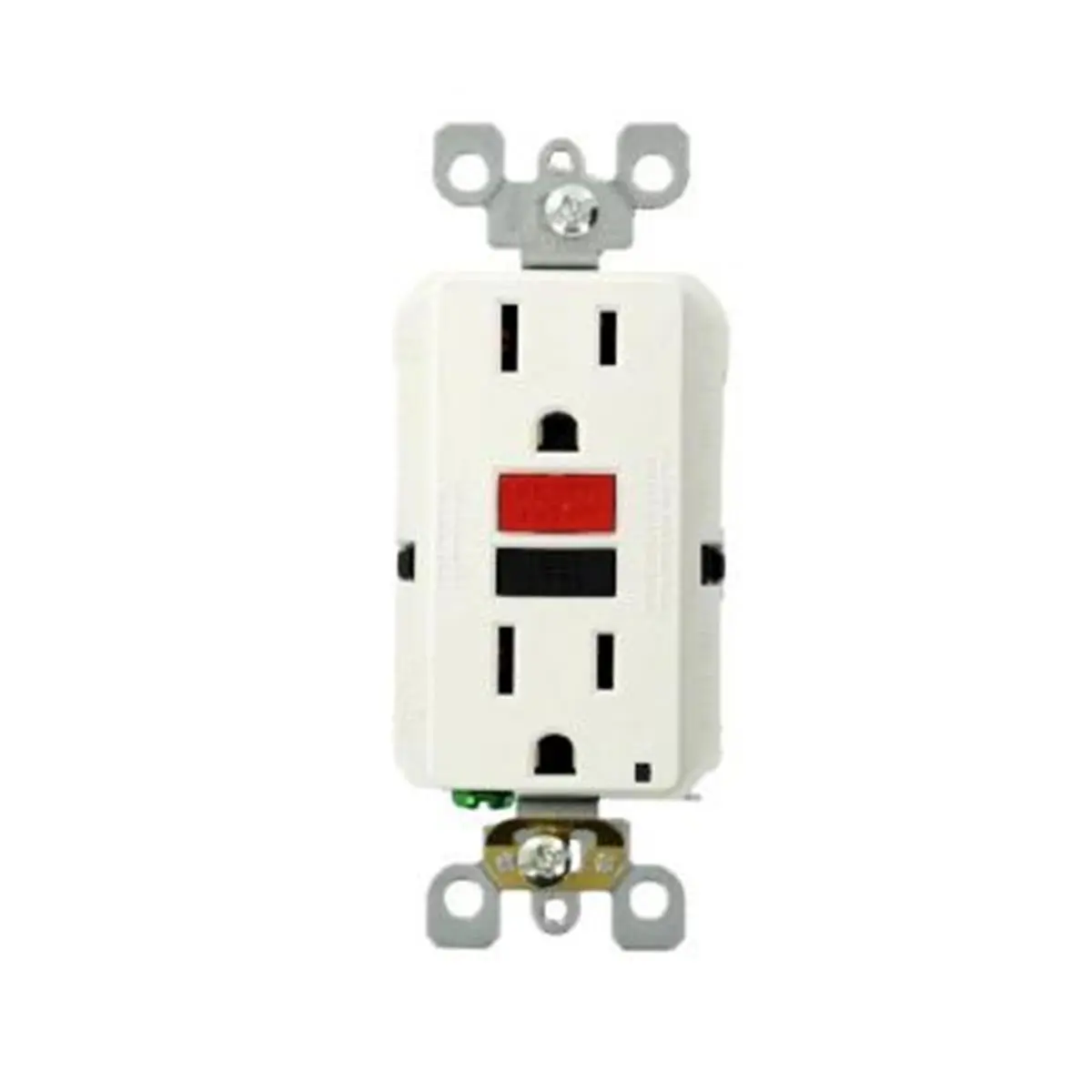 212 MAIN Self-Testing Slim Profile GFCI Outlet, Leviton Mfg R72-GFNT1-0RW 15A 125V Duplex Electrical Outlet with Brass Clip & Easy Wiring - White