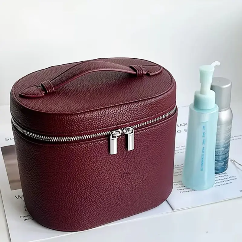 Large-capacity PU leather cosmetic box with internal storage box, customizable names and letters, travel portable cosmetic bag, Cosmetic Travel Bags