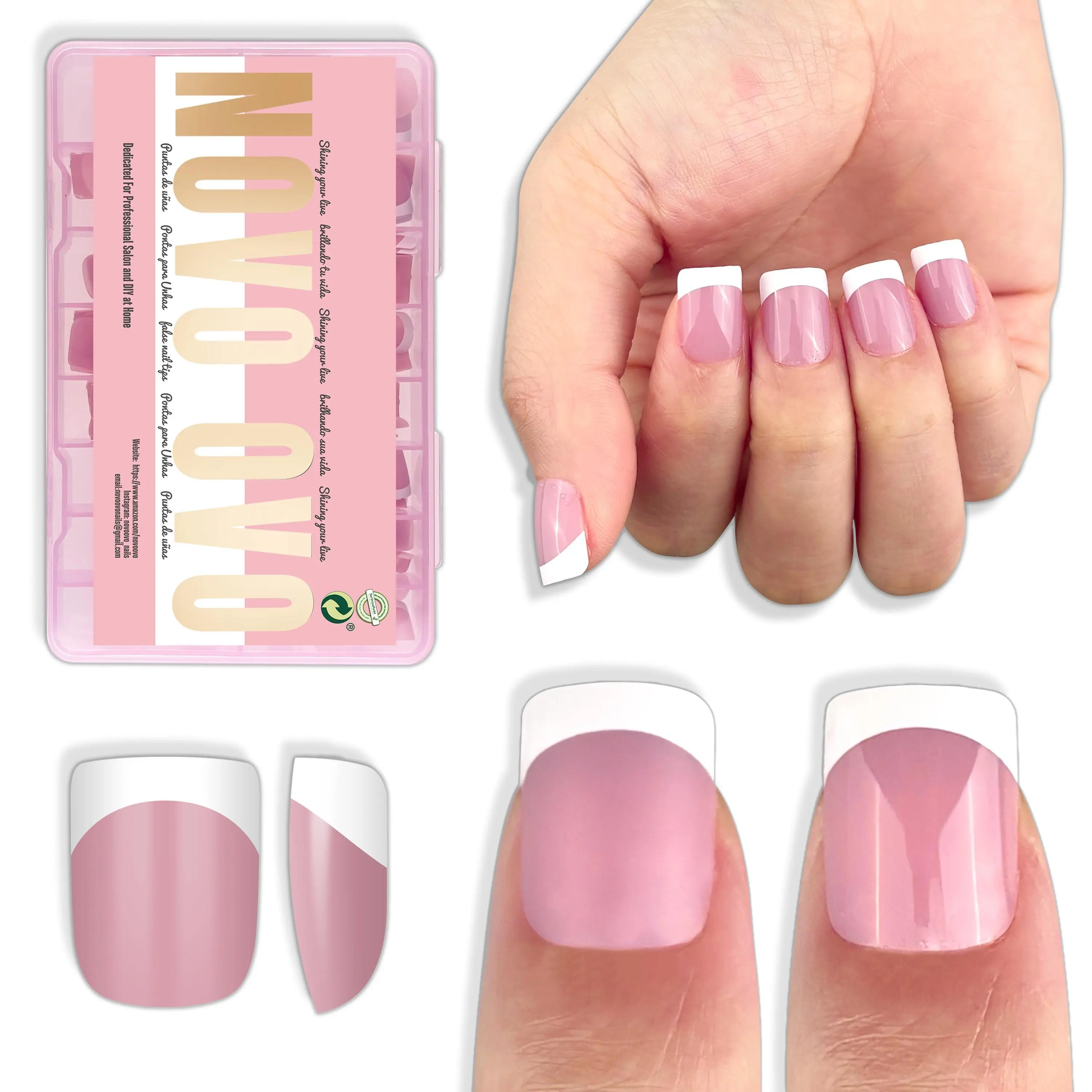 XS Square Round White French Tips Berry Pink