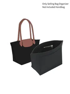 2026 Spring Felt HandBag Organizer Insert, Multi-pockes Purse Insert, Zipper Organizer, Bag Organizer Insert for Longchamp Le Pliage Handle Bag, Felt inner bag Compatible with Tote Bag and More, Purse Organizer fits Longchamp Handbags