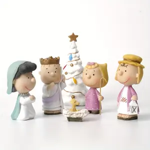 Christmas Healing Soft Cute Characters Six-Piece Set, Resin Sculpture Figurines, Holiday Desktop Atmosphere Decoration Playthings, Desktop Decorative Ornament