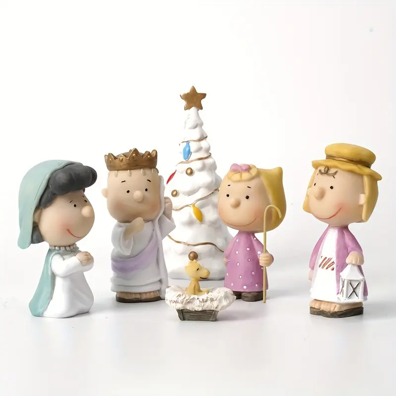 Christmas Healing Soft Cute Characters Six-Piece Set, Resin Sculpture Figurines, Decoration Figure, Holiday Desktop Atmosphere Decoration Playthings, Creative Desktop Decoration, Desktop Decorative Ornament, Home Decor Ornaments