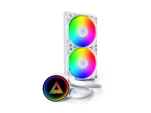 MONTECH LightFlow ARGB 240 CPU Liquid Cooler, 240mm AIO with 3100RPM Pump, 2x120mm ARGB Fans, Real-Time Digital Display, Intel & AMD Support (White)