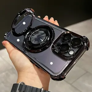 Wireless Charging Magsafe Ring Bracket Case For iPhone 11 12 13 14 15 16 ProMax Plus X XR XS Transparent Magnetic Bumper Cover