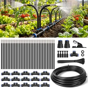 Upgrade dual-nozzle drip irrigation system—50Ft, 12mm large inner diameter, increased water flow, 360° precise irrigation, three modes, quick 5-minute installation, suitable for multiple scenarios, Spray Nozzle for Watering Lawn Yard Garden,summervibes