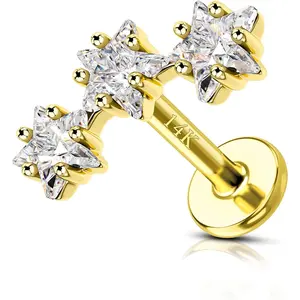 14K Real   Helix Cartilage Conch Earring Stud 16g Flat  Solid  Helix Conch   16g 6mm 8mm 14Kt Cartilage Stud  Internally Threaded