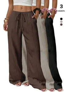 3/1 Counts Women's Linen-Like Polyester Casual Pants Wide Leg Summer Beach Palazzo Pants back to school,2026