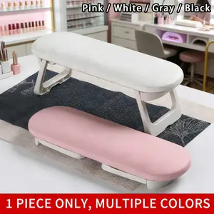 Foldable Nail Hand Pillow with Desk Mat, Portable PU Leather Manicure Cushion, Anti-Slip & Easy-Clean, Comfortable Nail Rest, Multiple Colors (Pink/White/Gray/Black)