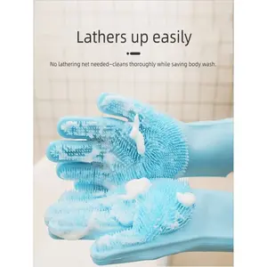 Pet Grooming Gloves Heat Resistant Silicone With High Density Teeth Enhanced Five Finger Design For Bathing And Massaging Dogs Cats