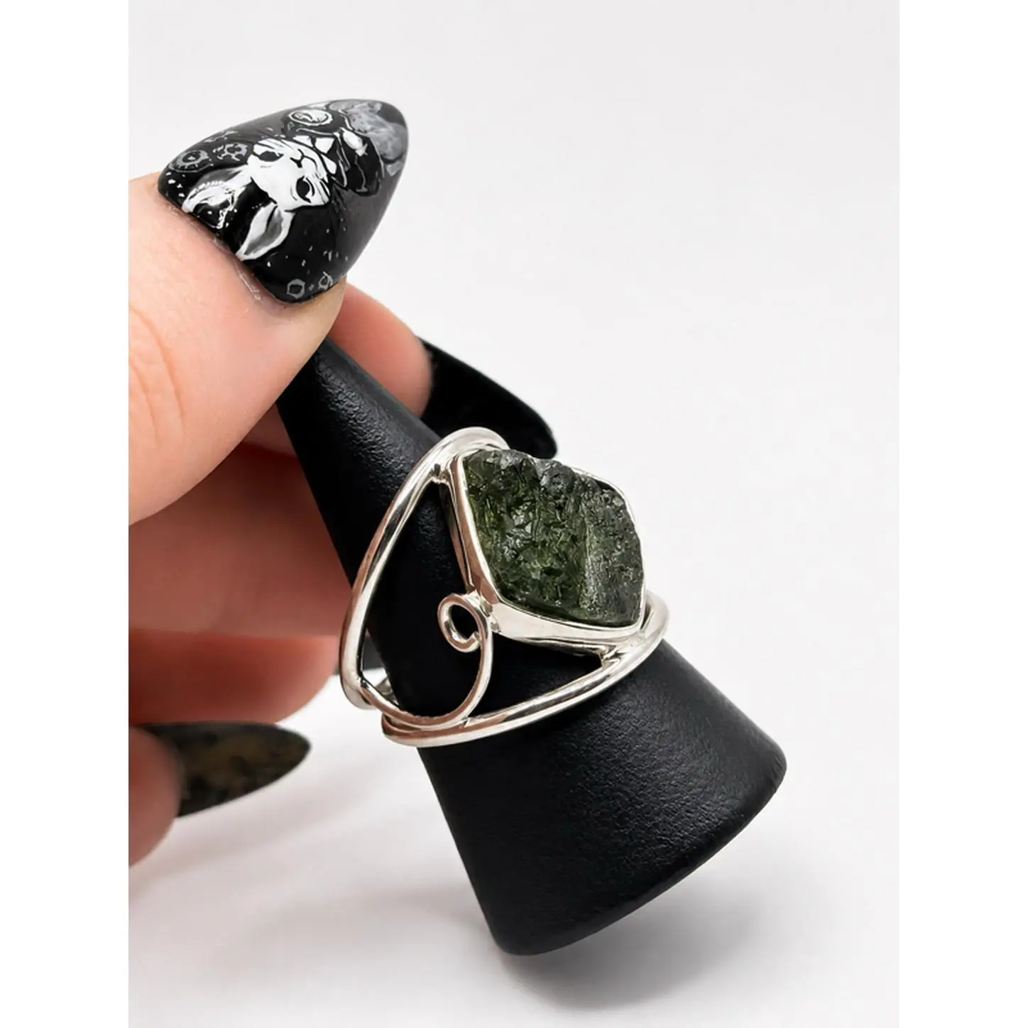 Moldavite Ring size 7 925 sterling silver