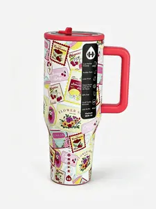 HydroJug Travel tumbler 40oz Stainless Steel Insulated Straw Cup, BPA-Free, Ergonomic Handle Design, Cup Holder Friendly, Portable Water Bottle for Sports, Home & Outdoor Use Plaid skull mug Stranger Things outdoorfun