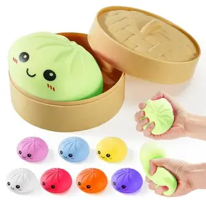 Dumpling Squishy Toys, Gaint Dumpling Squishy Mystery Box, Colorful Squishies Dumplings Stress Balls Toy, Stocking Stuffers with Food Steamer Stretchy Desk Toy (Green)