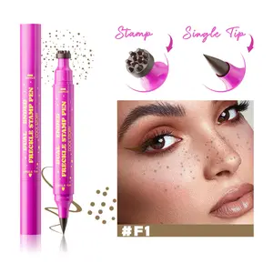 3-in-1 Dual-Ended Freckle Makeup Pen - Waterproof, Smudge-Proof, Long-Lasting Cosmetic Tool with 4 Brown Shades, Freckle Dotting Stamp & Eyeliner for Natural Sun-Kissed Look Duo