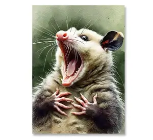 Decorlion Shabby Chic Opossum Poster Canvas Wall Art Funny Animal Humor Artwork for Quirky Home Decor Lovers
