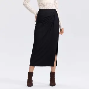 Women's Twisted Maxi A-Line Skirt - A New Day Black XS