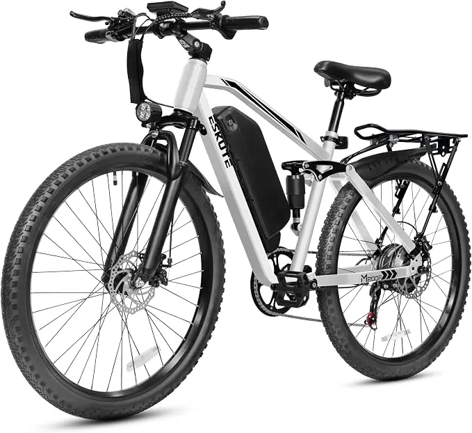 ESKUTE M200F Adult Performance Electric Mountain Bike - 27.5" Full Suspension Step-Over E-MTB for Commuting, Hiking/Light Outdoor, 1500W Peak Brushless Motor, 48V 20.8Ah Removable Battery, 31+MPH, 80mi Max Range, Adjustable Handlebar, Athletic Frame