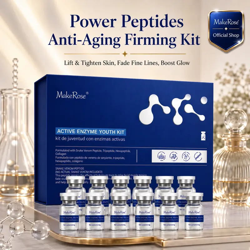 MakeRose Peptide Collagen Anti-Aging Kit | For Mature/Dull/Dry/Oily/Normal Skin | Lifting Firming & Pore Minimizing | Reduces Wrinkles & Brightens | Skin Texture Repair | Face/Neck/Hands | Unisex