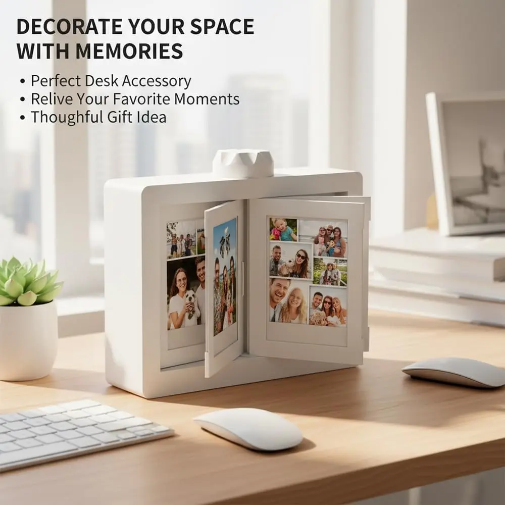 3D Rotating Photo Frame, 12 Slots for 24 Photos, Ideal for Graduation, Couple, Family Photos, Decorative Display Stand, Photo Decorations