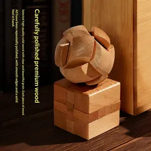 Premium Beech Wood Kongming Lock Puzzle Collection - Brain Teaser for Teens & Adults