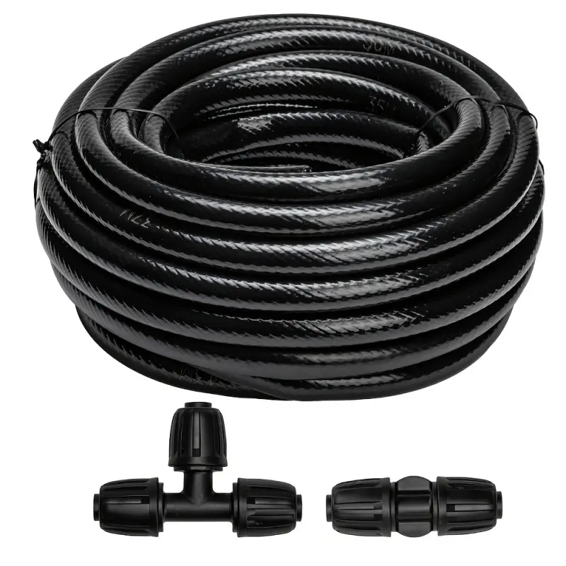 40 FT 1/2 inch Drip Irrigation Tubing Main Line Hose Tube for Garden Irrigation System (Includes 1/2" Straight Connector and 3-Way Connector)