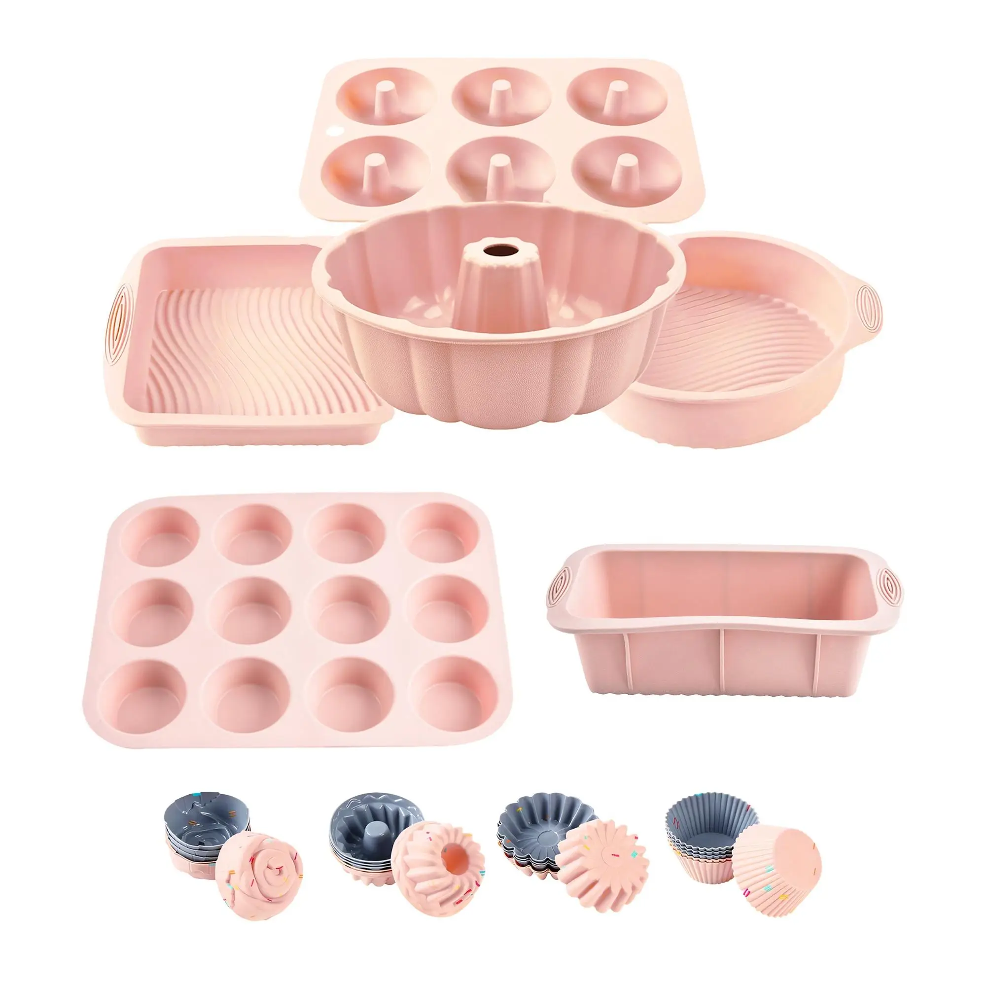 Silicone Home Baking Set, 30pcs/set Modern Non-stick Silicone Baking Pan & Cupcake Mold & Baking Cup Set, Household Kitchen Supplies, Bakeware