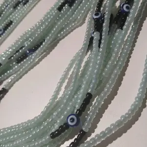 mint green evil eye waistbeads
