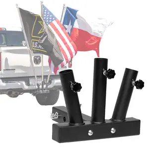 Hitch Mount 3 Flag Pole Holder Bracket For 2'' Trailer Truck Receivers Travel