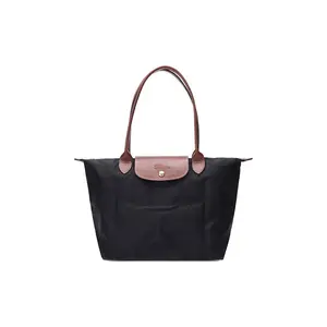 Longchamp Le Pliage 28 Large Tote Bag with Long Handle in Black Fabric for Women