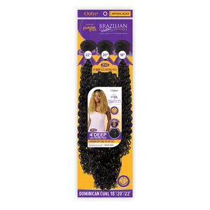 Outre Human Hair Blend Weave Premium Purple Pack Brazilian Boutique Dominican Curl 182022" with 4" Deep Lace Parting Piece