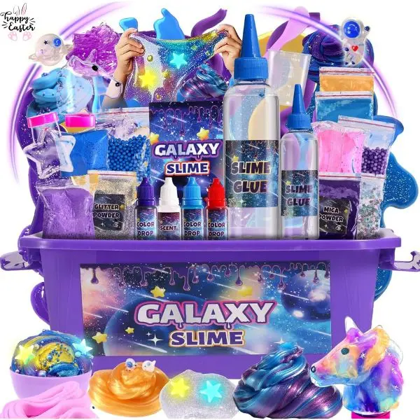 Mini Galaxy Slime Kit for Kids – Glow in the Dark Stickers, Butter & Glitter Slime, Stress Relief Toys, Party Favors for Girls & Boys Ages 6-12