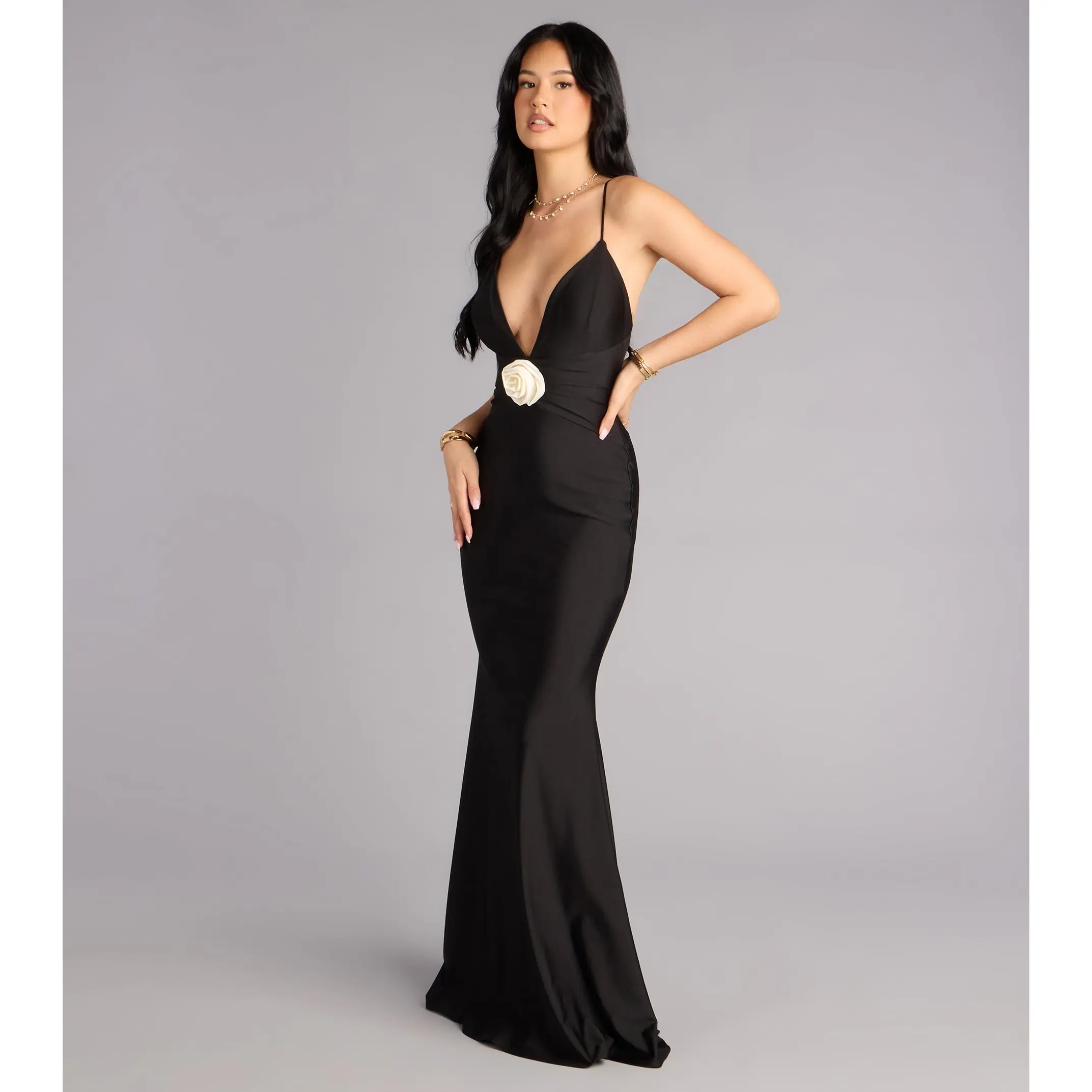 Sage Rosette Mermaid Formal Dress