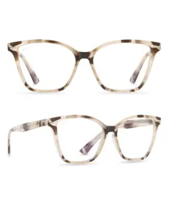 DIFF Leah Cream Tortoise Women's Blue Light Reading Glasses - Modern Style Uplifting Lightweight Frame