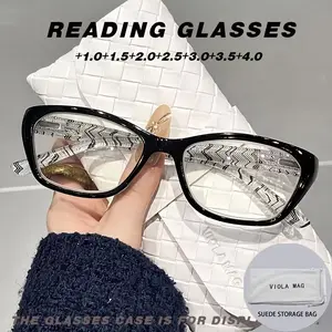 Women's Fashion Vintage Square Pattern Reading Glasses, Reading Eyeglasses, +1.0 to +4.0 Strength, Lightweight Durable PC Material, Includes Case