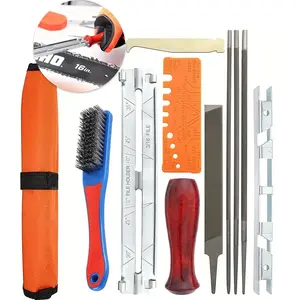 Universal Chainsaw Field 10pc Sharpening Kit Tool Accessories - Includes 5/32", 3/16", and 7/32" Round Files, 6" Flat File, Handle, Filing Guide, and Travel Pouch