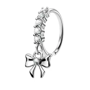 Oufer 20G Bow Ribbon Dangle Twist(not hinged) Hoop Nose Ring