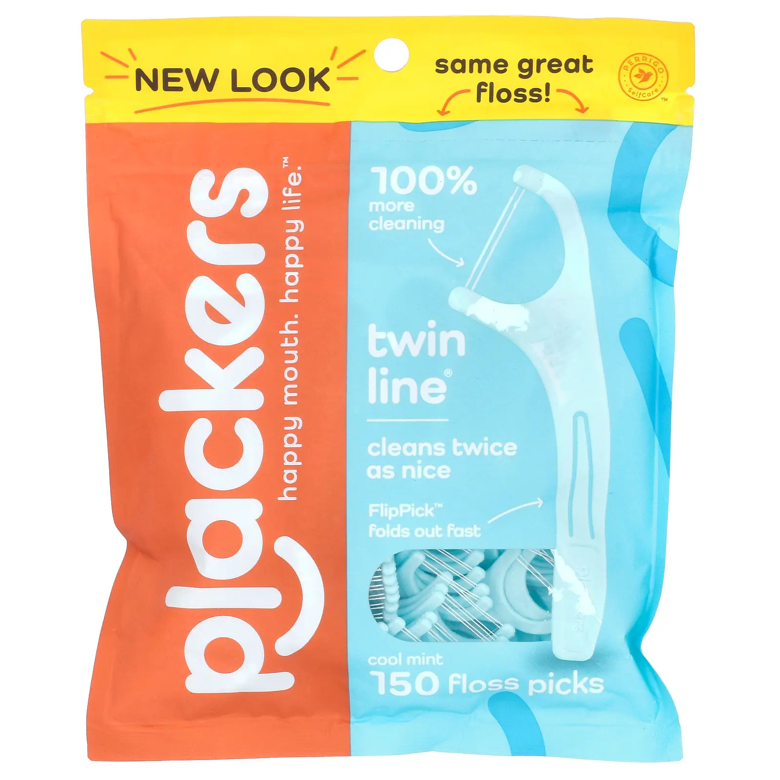 Plackers Twin-Line, Floss Picks, Cool Mint, 150 Count