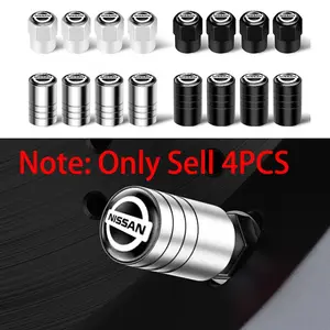 4Pcs Car Wheel Tire Valve Caps Auto Tire Valve Stems Dust Cover Automotive Accessories For Nissan Qashqai J11 J10 X-Trail Tiida Altima Almera Teana Note Navara Juke GTR Micra Leaf Sylphy Car Parts