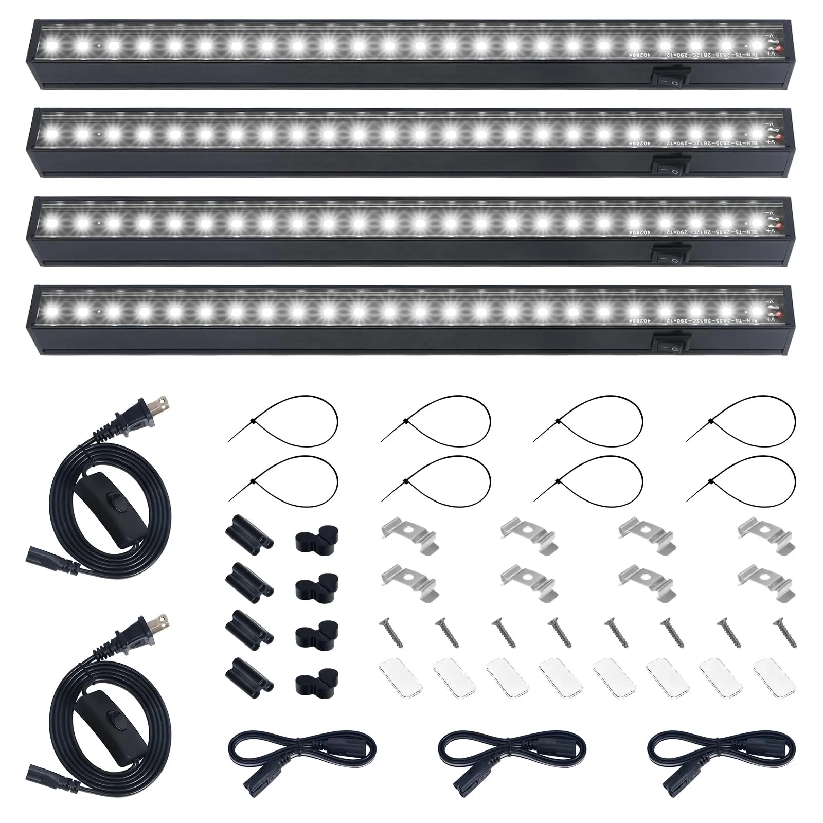 Barrina T5 Grow Lights, 1FT, Full Spectrum, 3 Mounting Modes, Magnetic Installation, Linkable, 5000K, 4 Packs, Black