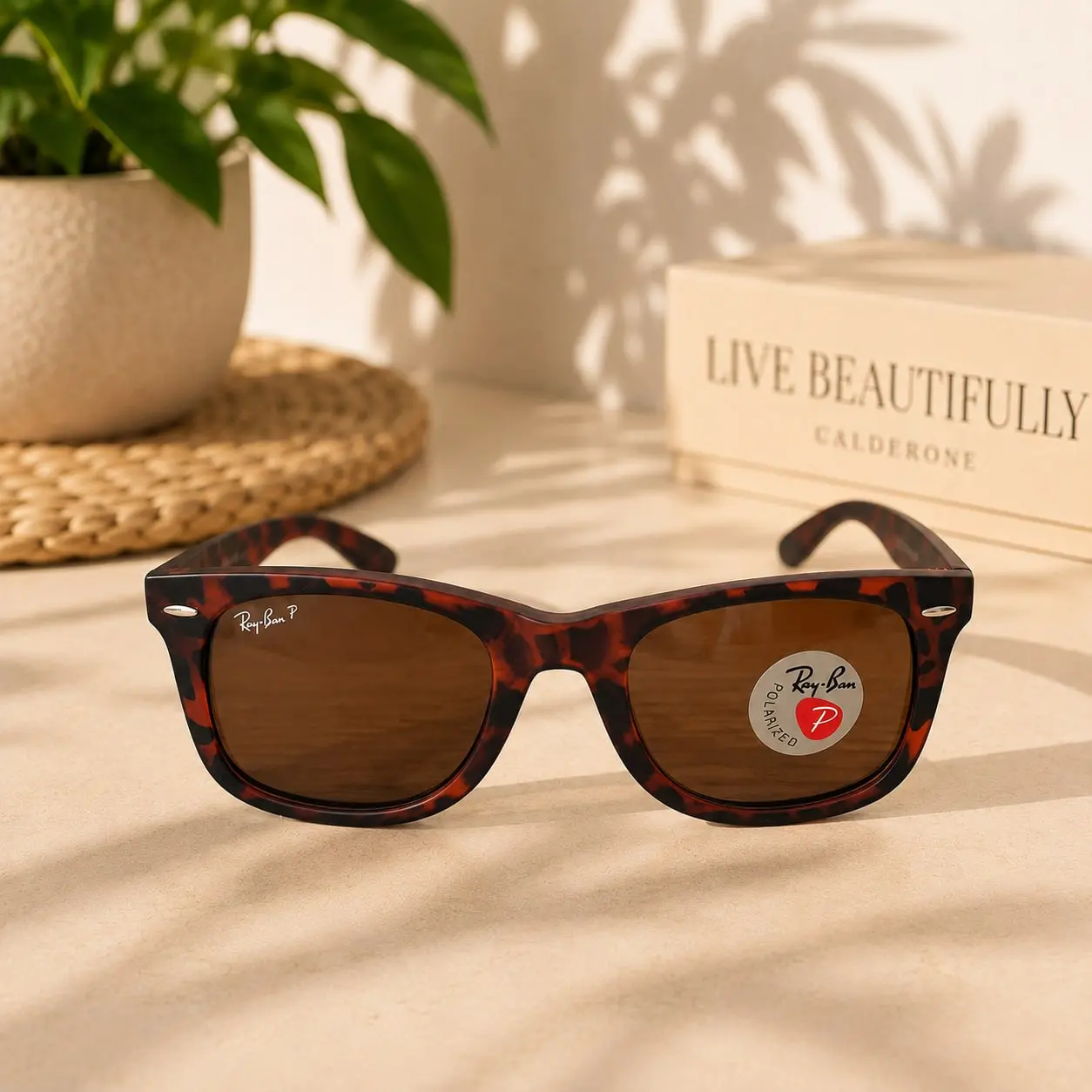 Ray-Ban Clubmaster Style Polarized Sunglasses for Men & Women UV400 Classic Black Gold Frame Retro Fashion Eyewear