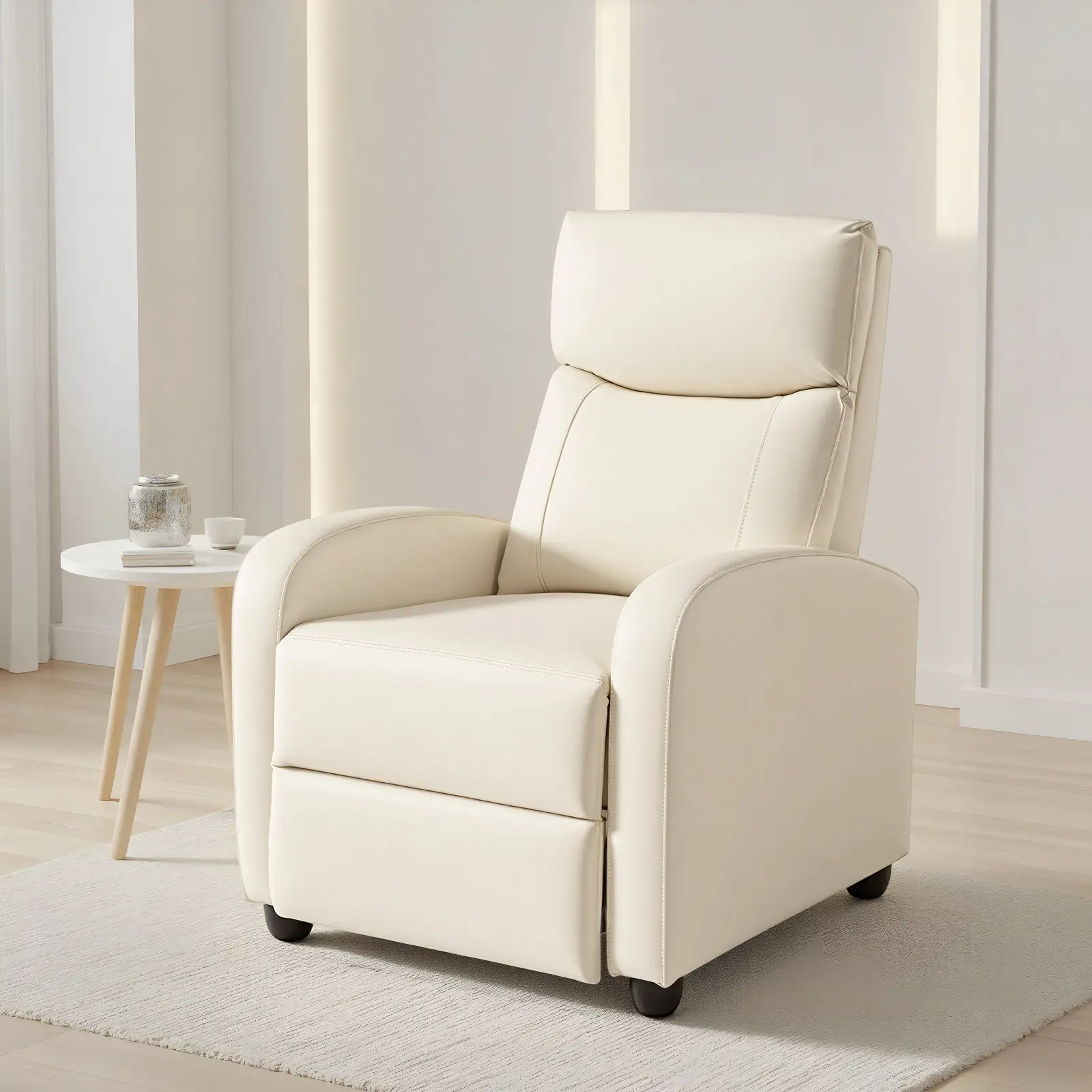 Sweetcrispy Fabric Recliner Chair - Living Room Chairs, Overstuffed High-Density Sponge Recliner with Lumbar Support, Adjustable Push-Back Seating for Living Room, Bedroom