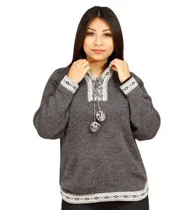 Alpaca Wool Vneck Sweater Ethnic Design