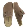 Cushionaire Blain Suede Clogs For Women | Genuine Leather Slip On Clogs With Oversized Buckle | Classic Closed Toe Mule Design For Everyday Casual Wear