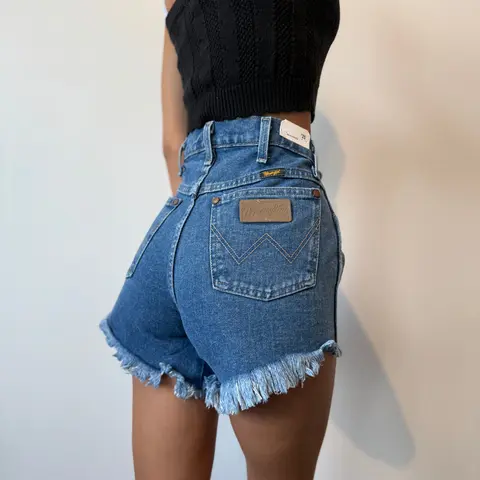 Wrangler Women's Reworked Vintage 100% Cotton Denim Bottoms - Super High Rise 11.375in Waist, Bold Mid-Wash, Short Cut-Offs, Frayed Hem, Lived-In Look, Ultra Short Cropped Mini Jeans for Women, Bottom