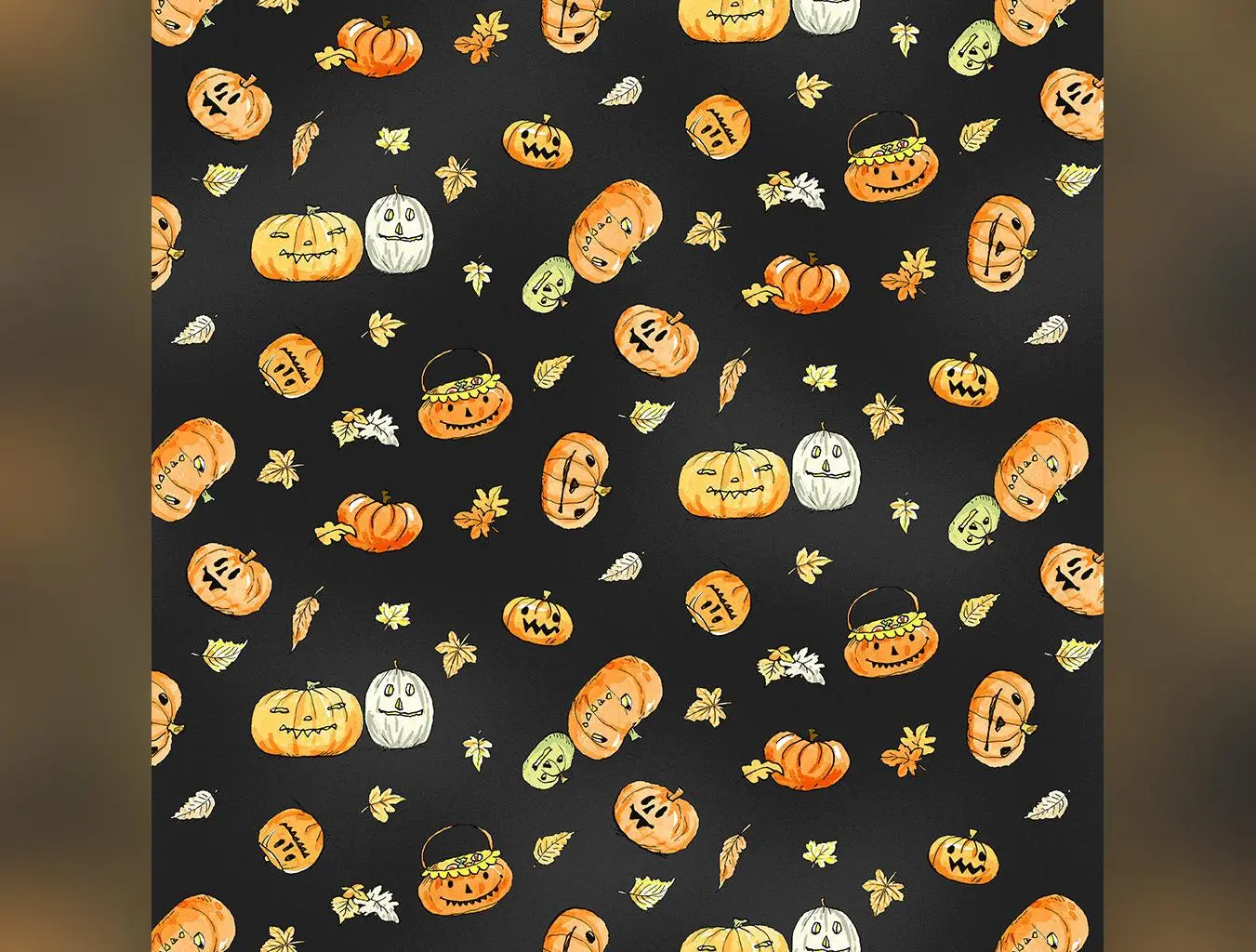 Halloween Parade | Black Pumpkins by Anita Jeram for Clothworks
