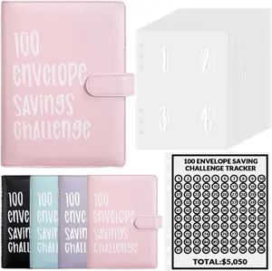 100 Envelope Savings Challenge Kit, Cash Stuffing Binder with Clear Envelopes, Easy Budget Planner to Save $5050, Perfect for Beginners & Money Saving Goals