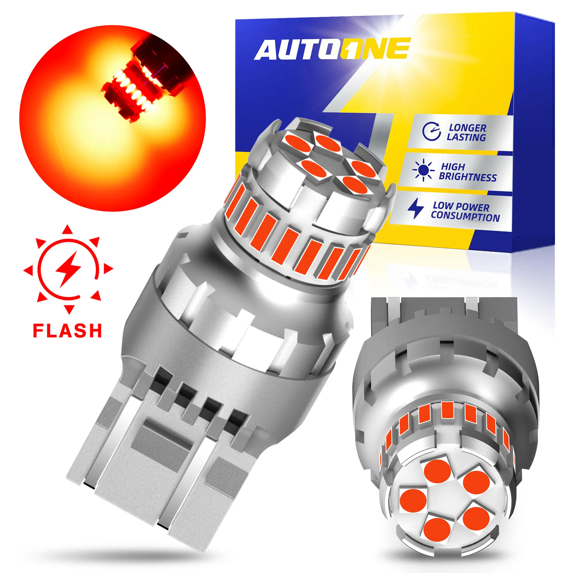 AUTOONE Red LED Strobe Tail Brake Light Bulb, Blinking CANBUS Ready 7440/7443 OR 3156/3157 LED Flashing Stop Bulbs (Not Universal), 2800LM 300% Brighter Plug and Play,for Backup Light Tail Light Brake Light Turn Signal Light Parking Light, Pack of 2 summe
