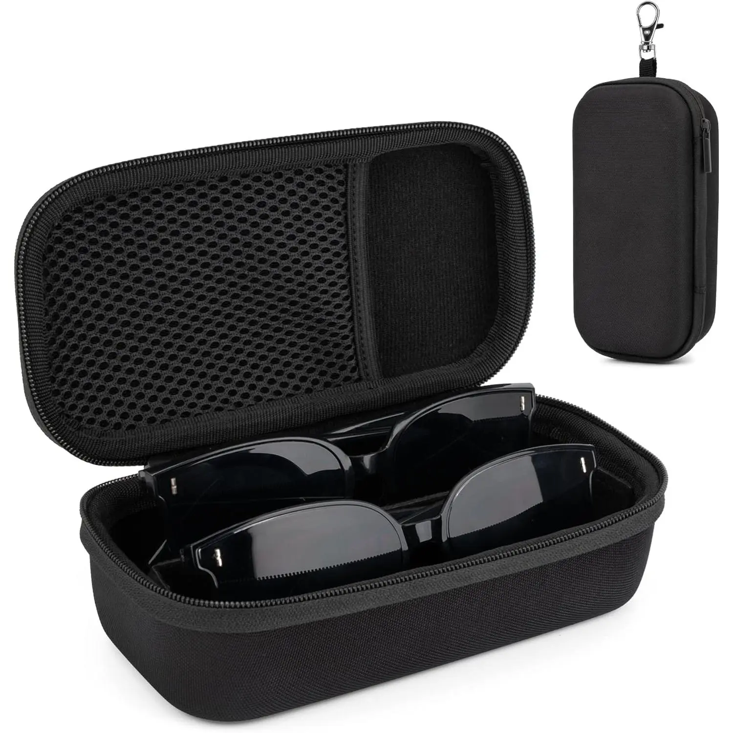 Double Eyeglasses Case, Waterproof Hard Shell Sunglasses Holder with Carabiner Clip for Men Women, Portable Travel Case for Car Seat, Christmas Birthday Gift, Portable Sunglasses Organizer, Sunglasses Holder Clip, Everyday, Unisex
